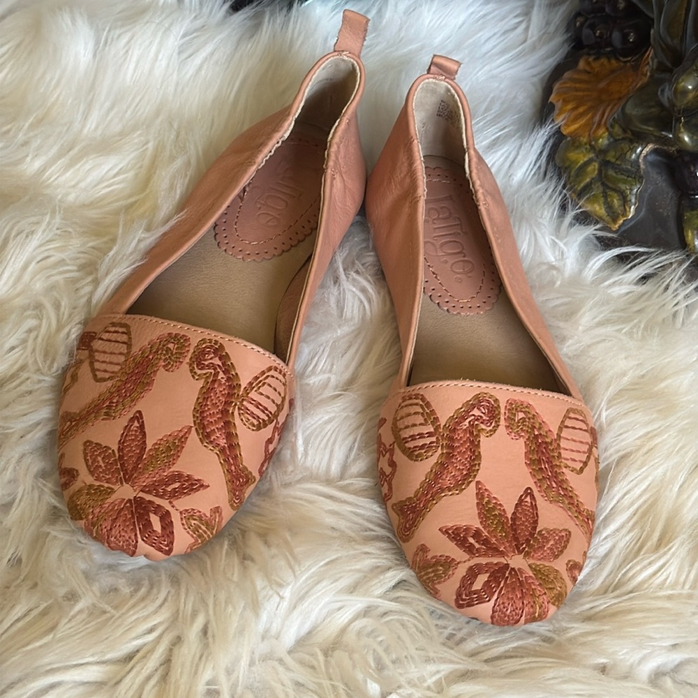 Embroidered Leather Latigo Boz Flats